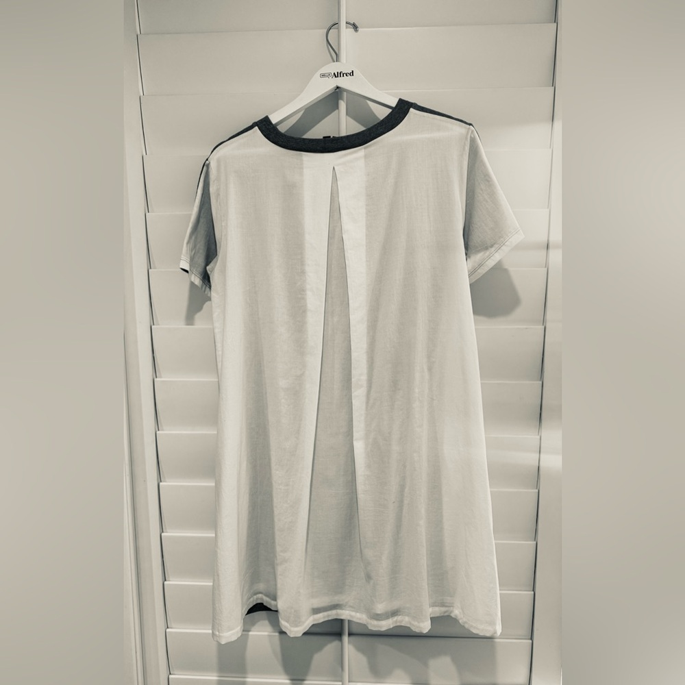THEORY NWT Morbin Classic Tee T Shirt Dress Cotton M White Heather Grey - Picture 3 of 7